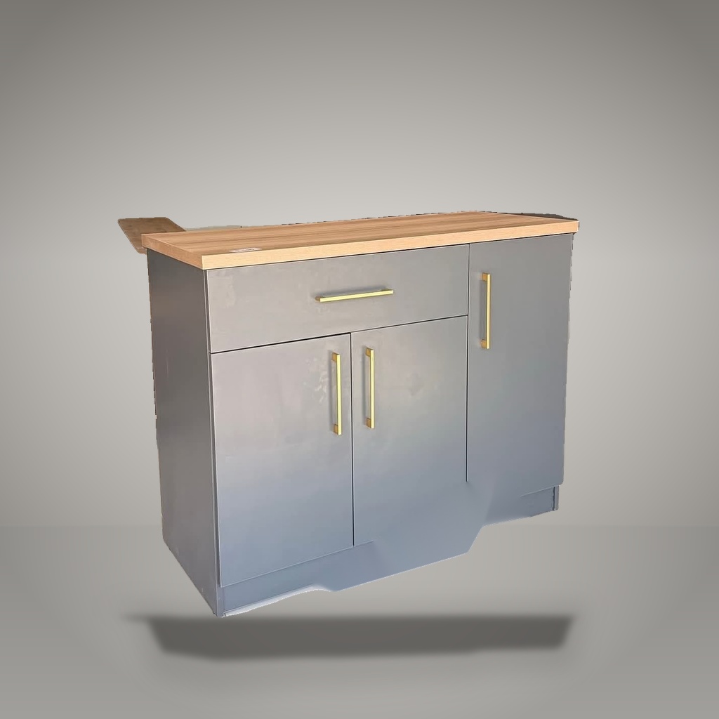 Kombera 3-Door Slate Grey Kitchen Server & Island with Oak Top